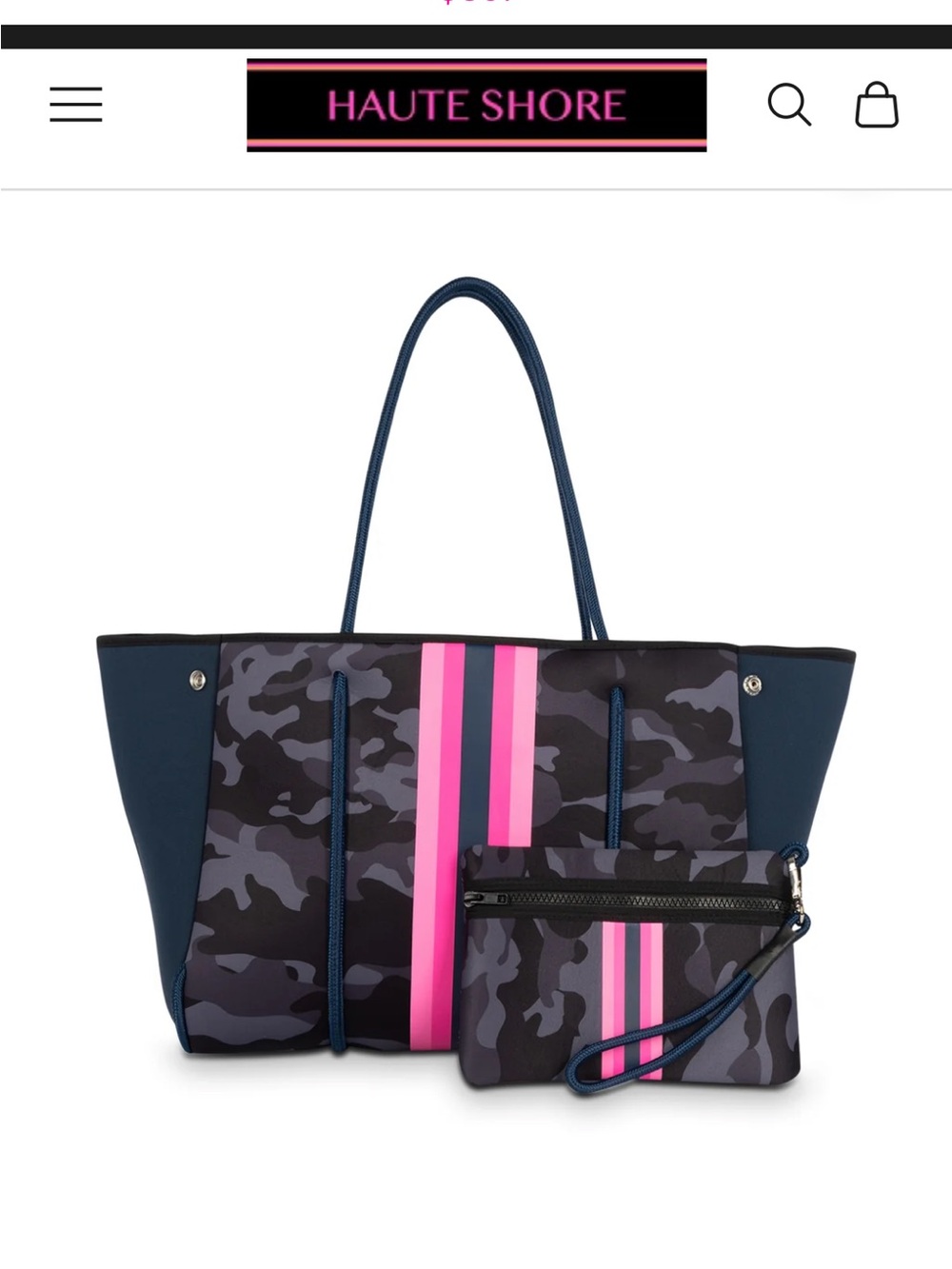 Haute Shore Camo Wristlet Pouch with Pink & Red Contrasting Stripe - Picture 8 of 8